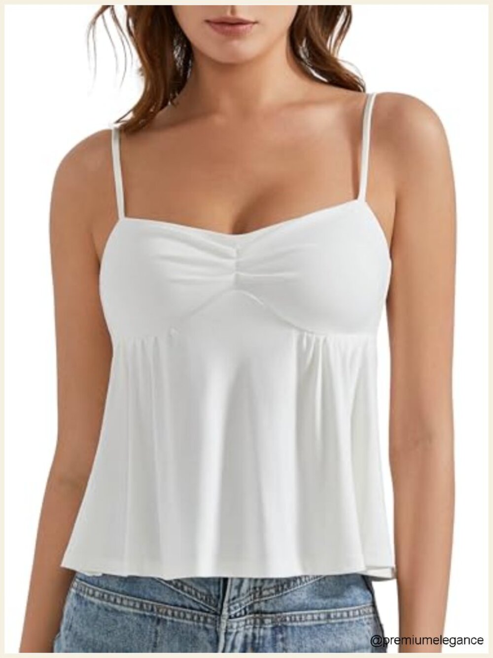 Sleeveless Built-in Bra Peplum Cami Tank Top